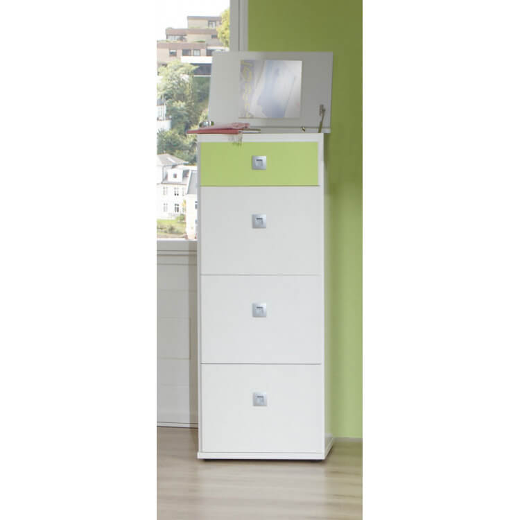 Chiffonnier enfant contemporain blanc/vert pomme Sunday