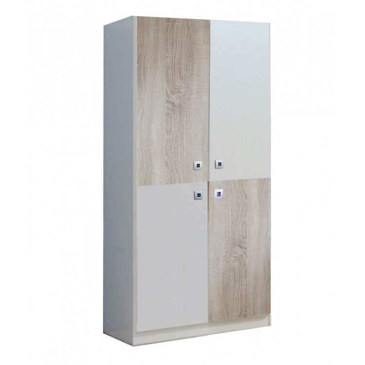 Armoire enfant contemporaine 2 portes blanche/chêne Ingrid