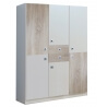 Armoire enfant contemporaine 4 portes blanche/chêne Ingrid