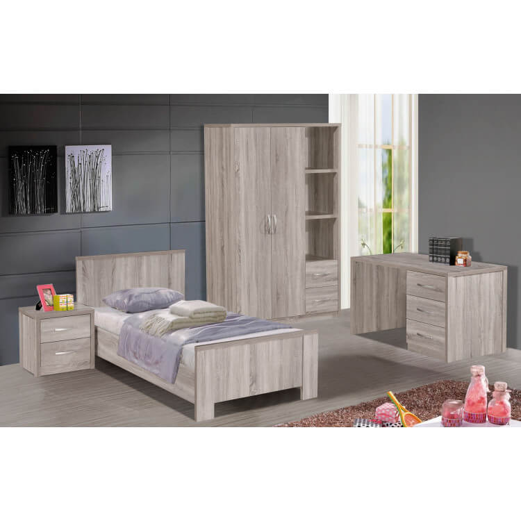 Chambre enfant contemporaine chêne sonoma gris Carine