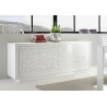 Buffet/bahut design laqué blanc mat/sérigraphies fleurs Monica