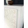 Buffet/bahut design laqué blanc mat/sérigraphies fleurs Monica