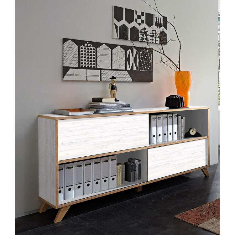 Armoire de bureau design coloris blanc repro/chêne Marco