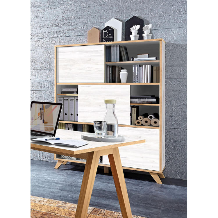 Armoire de bureau design coloris blanc repro/chêne Marco III