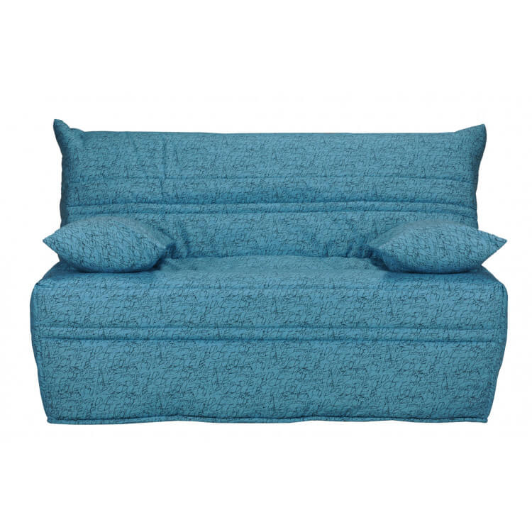 Banquette BZ contemporaine 140 cm coloris bleu/imprimé Kahina