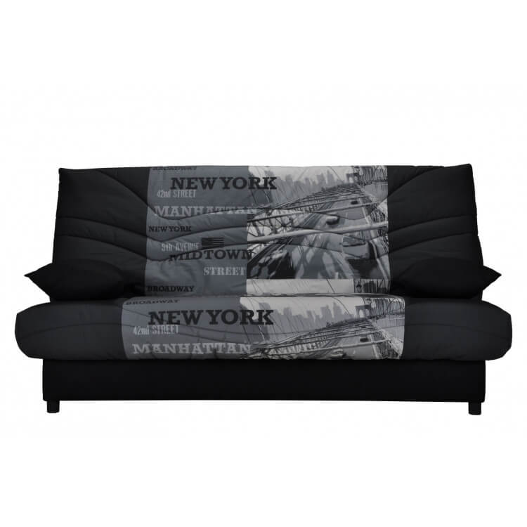 Canapé clic-clac contemporain noir et gris imprimé Franklin Canapé clic-clac contemporain noir et gris imprimé Franklin