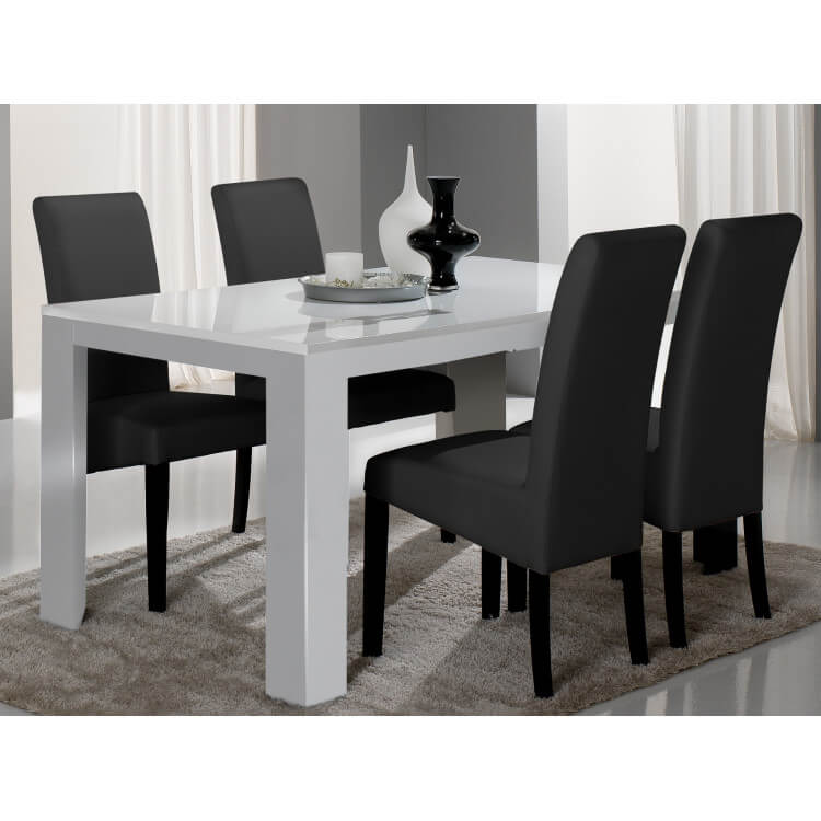 Table de salle à manger design laquée blanche Alba