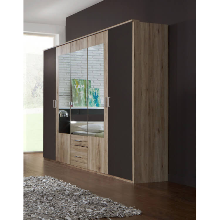 Armoire adulte contemporaine coloris chêne/lave Maryse