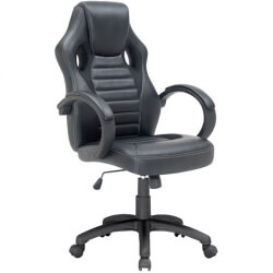 Fauteuil de bureau design en PU noir et tissu gris Milor