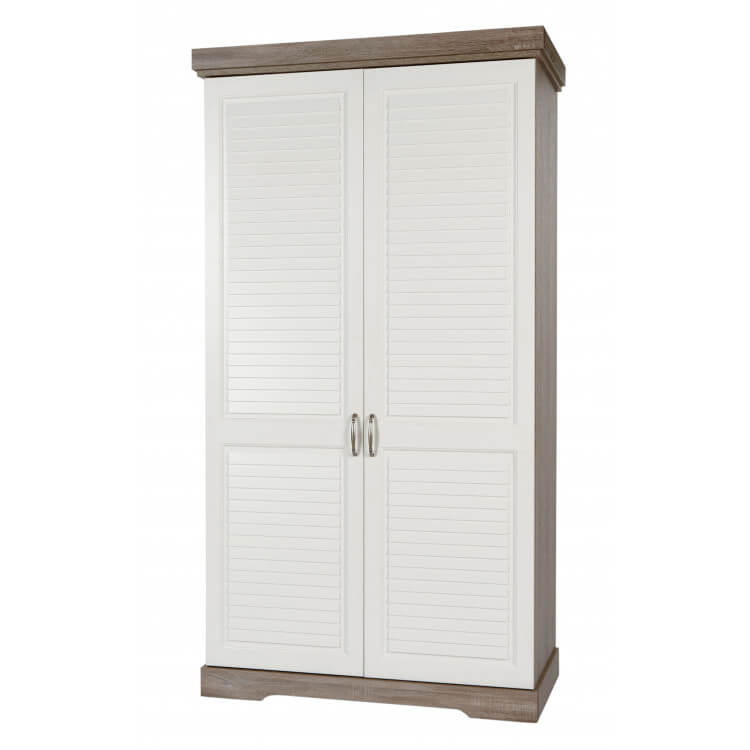 Armoire 2 portes contemporaine coloris truffe/porcelaine Celesta