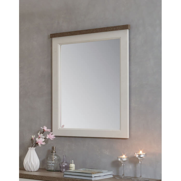Miroir rectangulaire contemporain coloris truffe/porcelaine Celesta