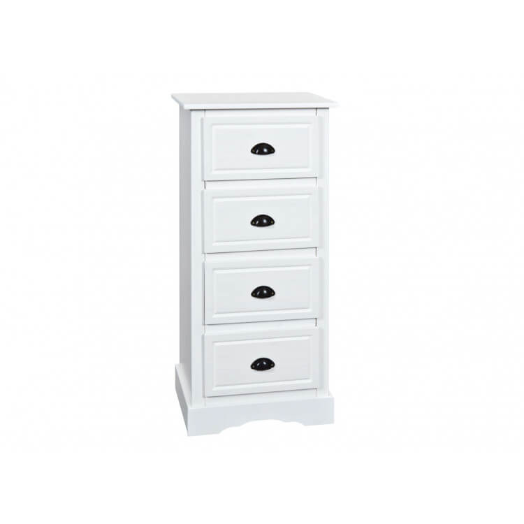 Meuble de rangement contemporain Florice 4 tiroirs en pin massif blanc Florice