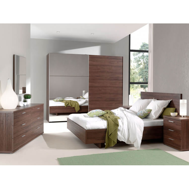 Chambre adulte contemporaine coloris noyer Manolo II