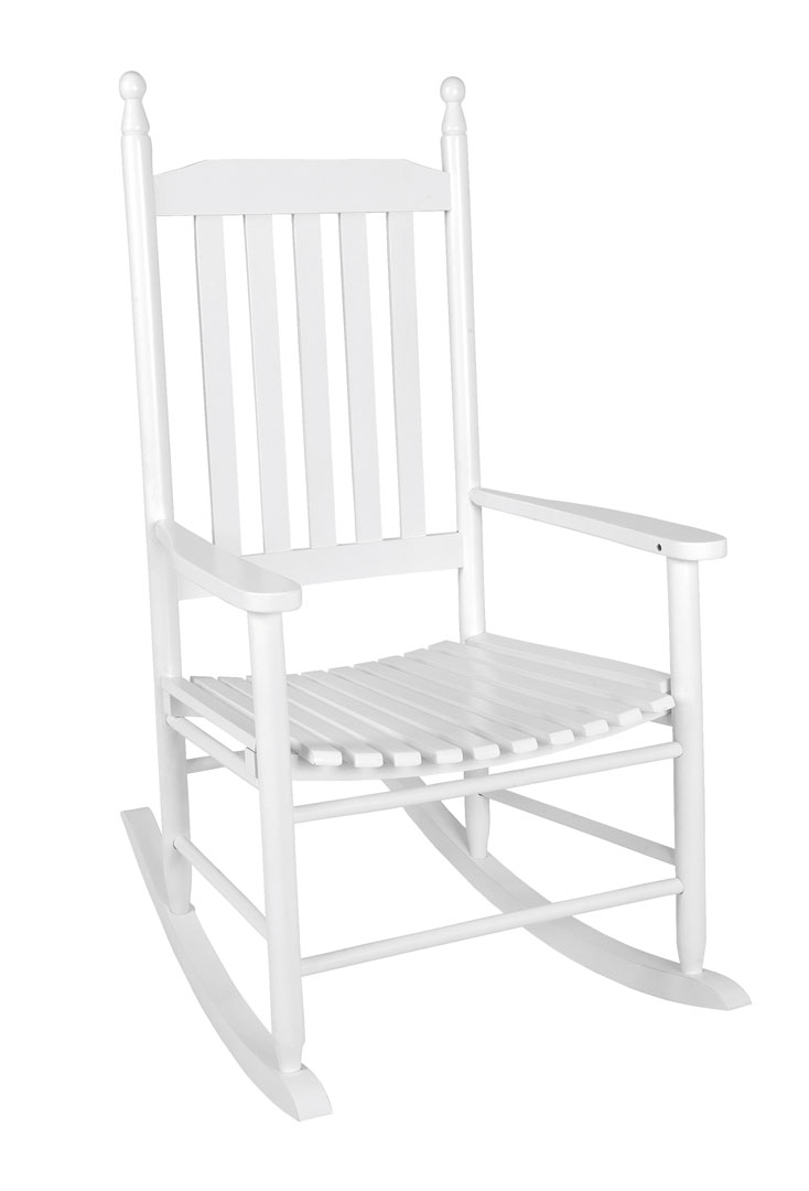 Rocking chair contemporain en bois massif laqué blanc Yannick