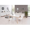 Table de salle à manger extensible contemporaine coloris blanc/chêne clair Sloane