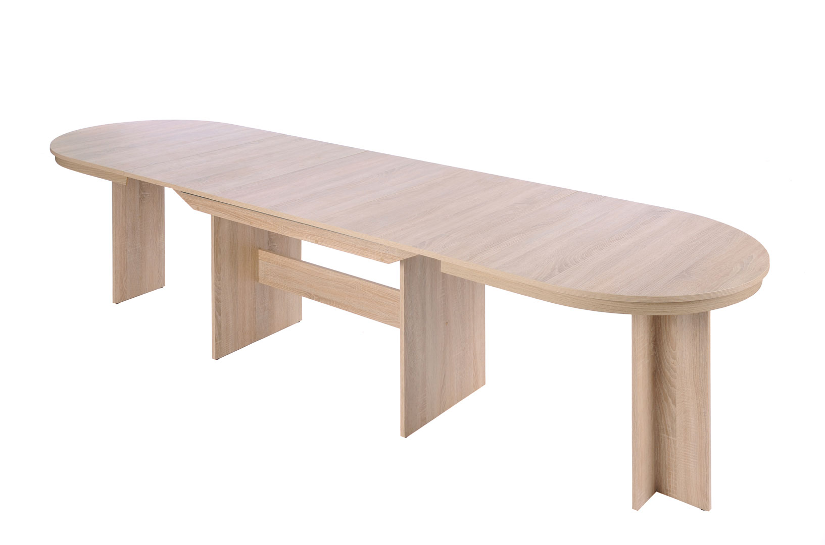Table de salle à manger ovale extensible contemporaine coloris chêne