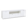 Meuble TV design laqué blanc avec éclairage Ludivine
