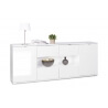 Buffet/bahut design laqué blanc 4 portes avec éclairage Ludivine