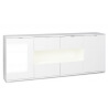 Buffet/bahut design laqué blanc 4 portes avec éclairage Ludivine