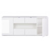 Buffet/bahut design laqué blanc 4 portes avec éclairage Ludivine