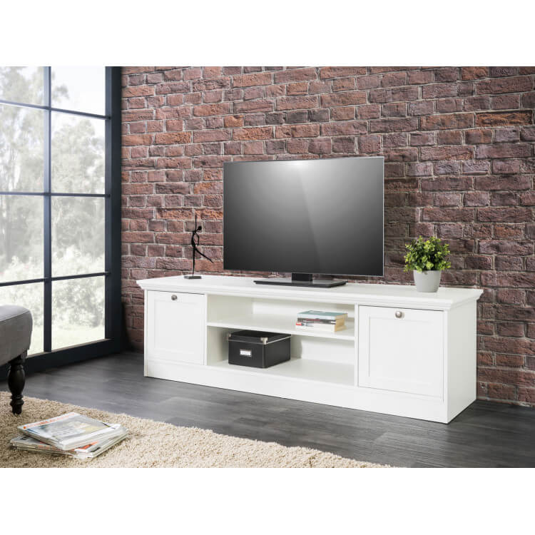 Meuble TV contemporain coloris blanc Natural