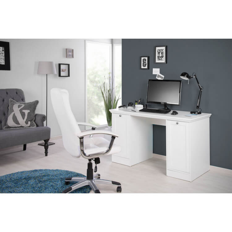 Bureau contemporain coloris blanc Natural