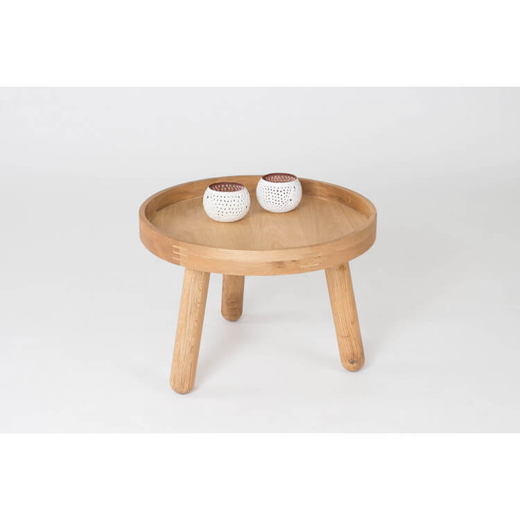 Table basse design ronde en bois coloris chêne Cassidy