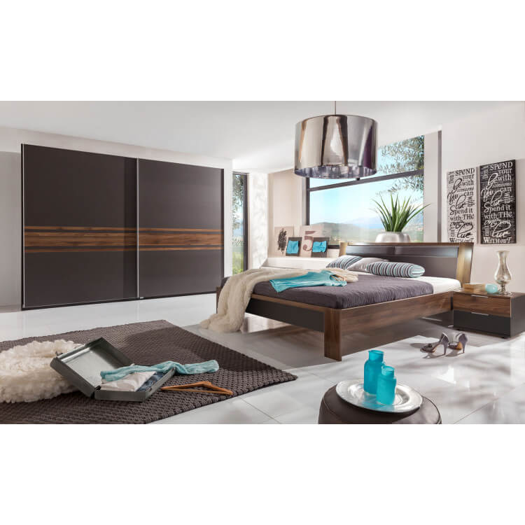 Chambre adulte design coloris lave/noyer Nevada