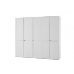 Armoire contemporaine 5 portes coloris blanc alpin Amerand