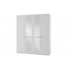 Armoire contemporaine 4 portes avec miroir coloris blanc alpin Amerand