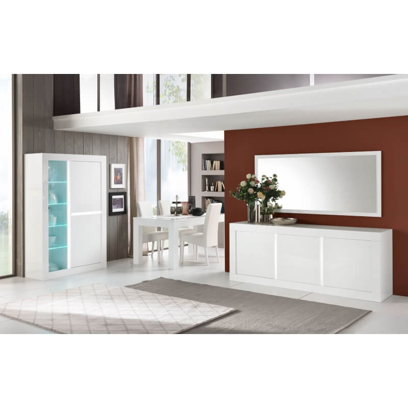 Miroir de salle à manger design rectangulaire laqué blanc Adelin | Matelpro