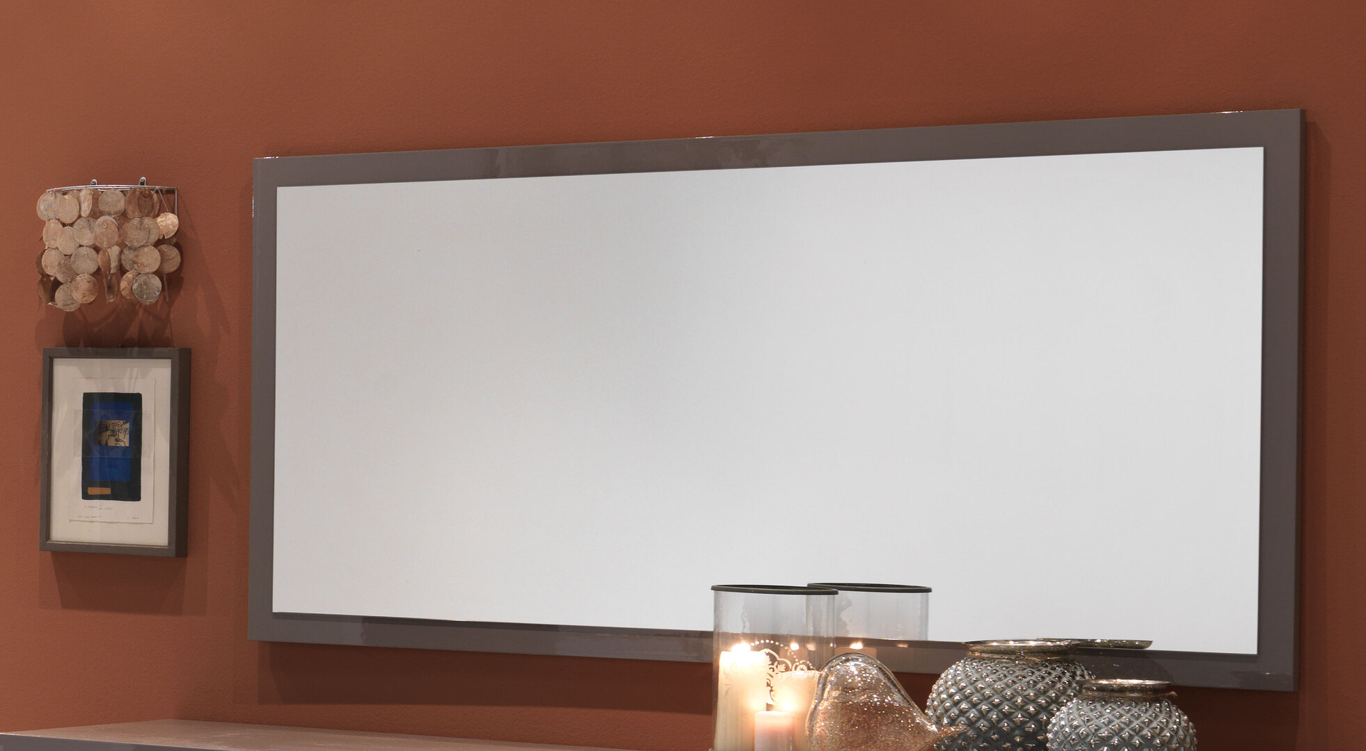 Miroir de salle à manger design rectangulaire laqué gris Hugolin | Matelpro