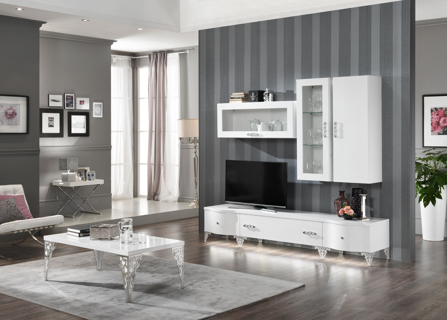 Meuble de rangement suspendu design laqué blanc Alceste Matelpro