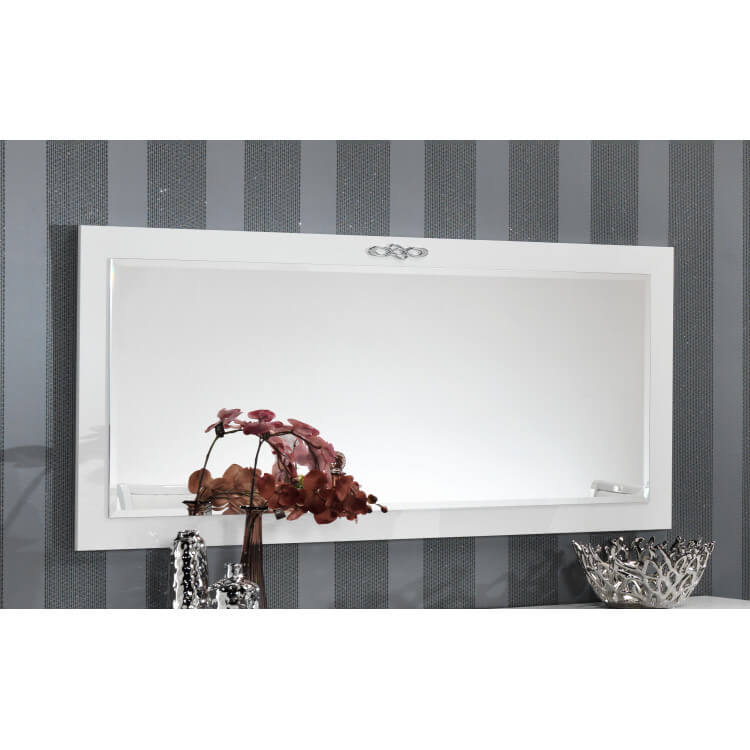 Miroir de salle à manger design rectangulaire laqué blanc Alceste