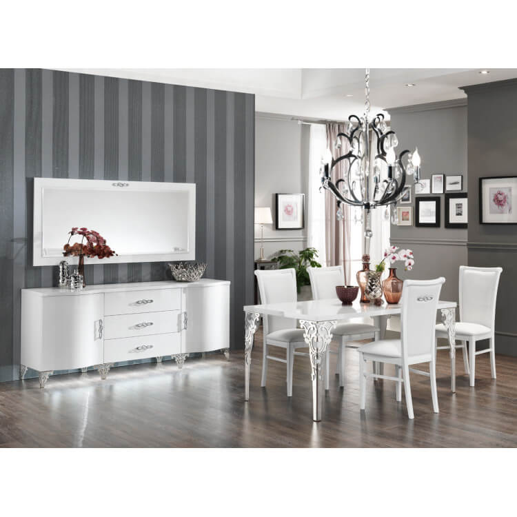 Salle à manger design laquée blanche Alceste