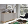 Buffet/bahut contemporain 3 portes/3 tiroirs coloris chêne/gris mat Sarah