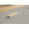 Buffet/bahut contemporain 3 portes/3 tiroirs coloris chêne/gris mat Sarah