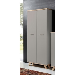 Armoire haute de bureau contemporaine coloris chêne/gris mat Sarah