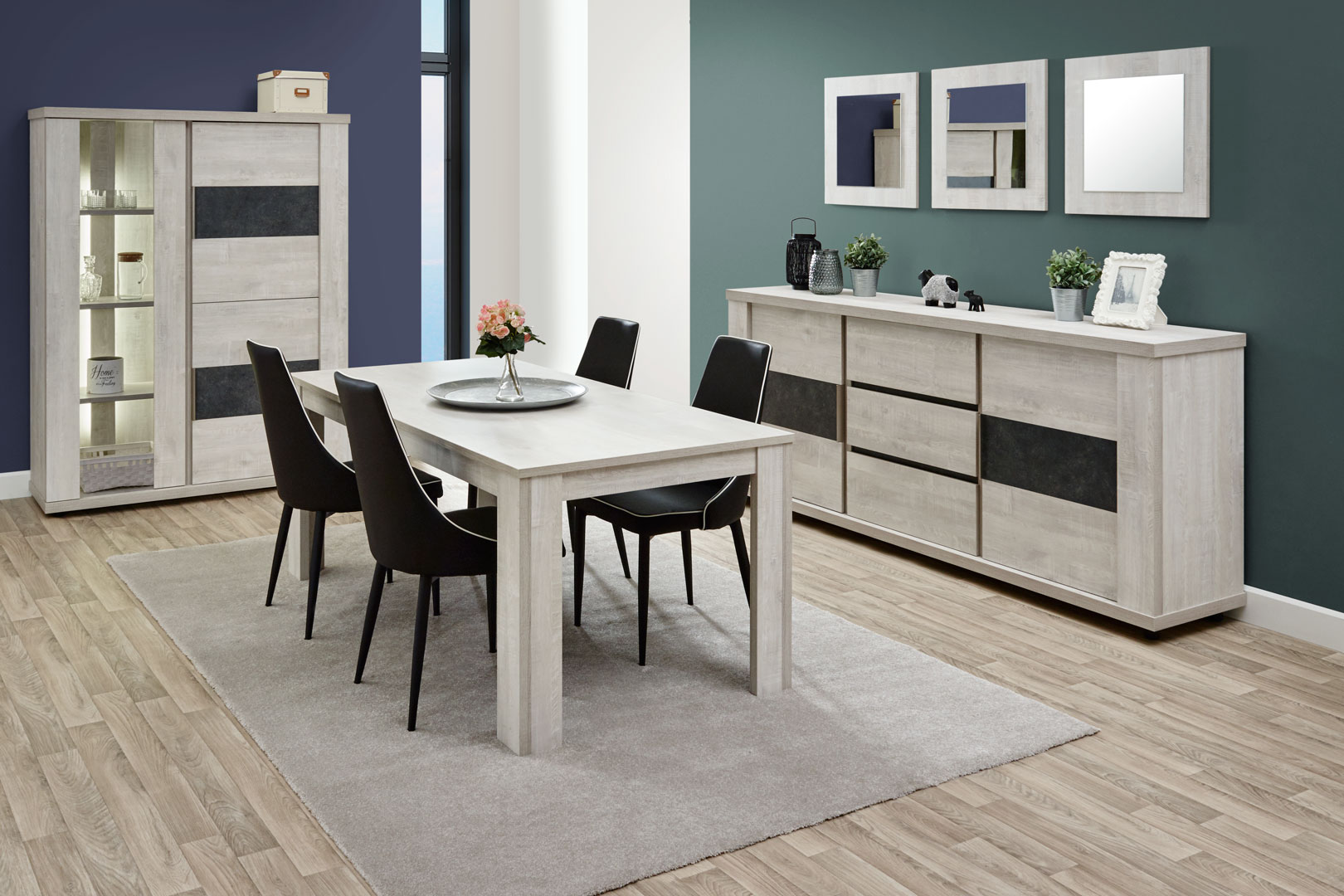 Salle à manger contemporaine chêne clair Lessie Matelpro