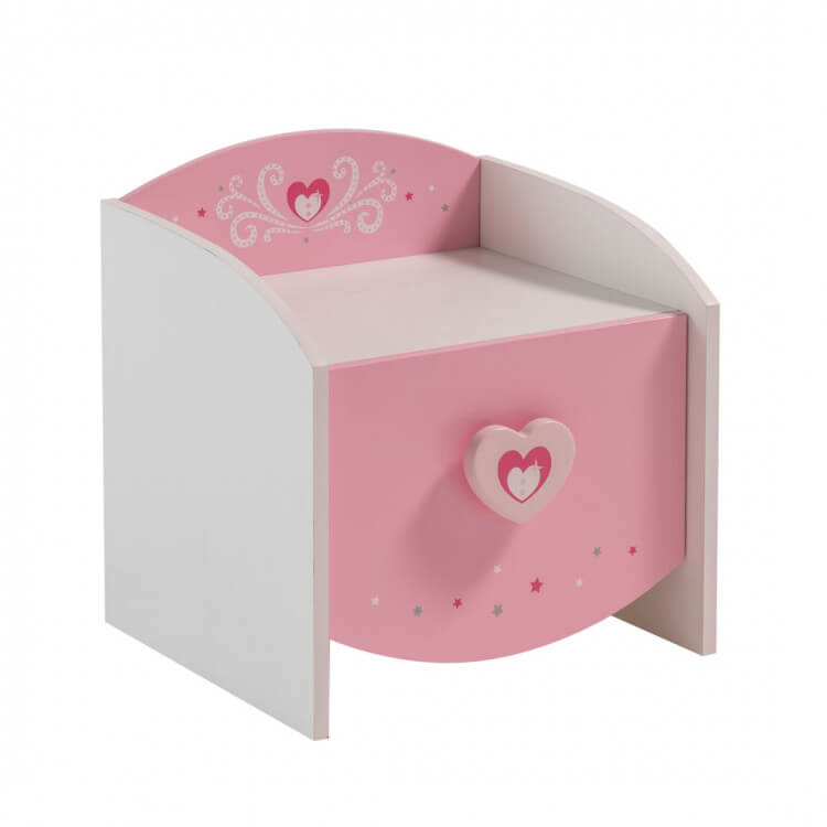 Chevet enfant contemporain coloris blanc/rose Cecilia