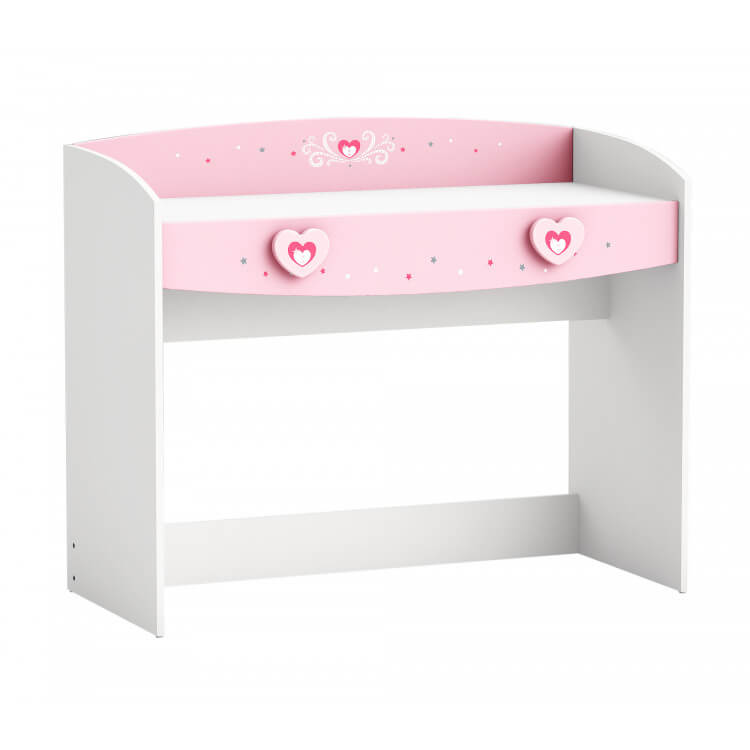 Bureau enfant contemporain coloris blanc/rose Cecilia