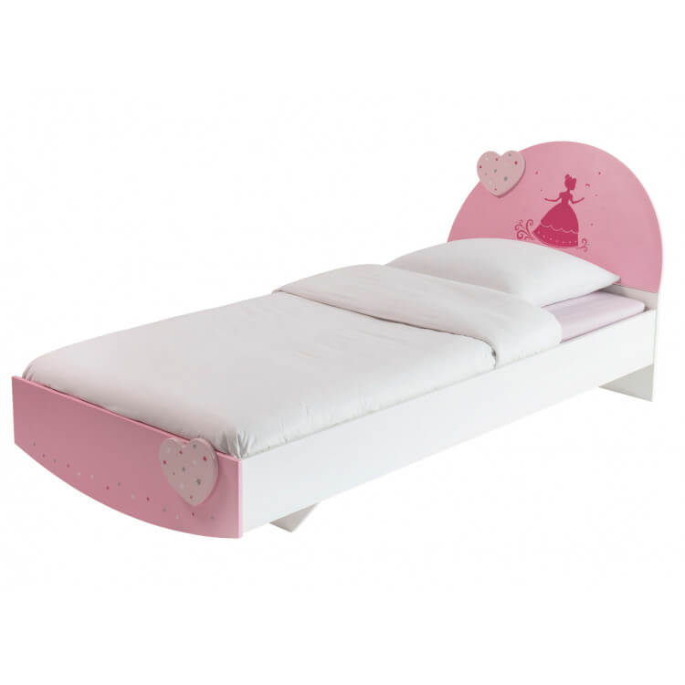 Lit enfant contemporain coloris blanc/rose Cecilia