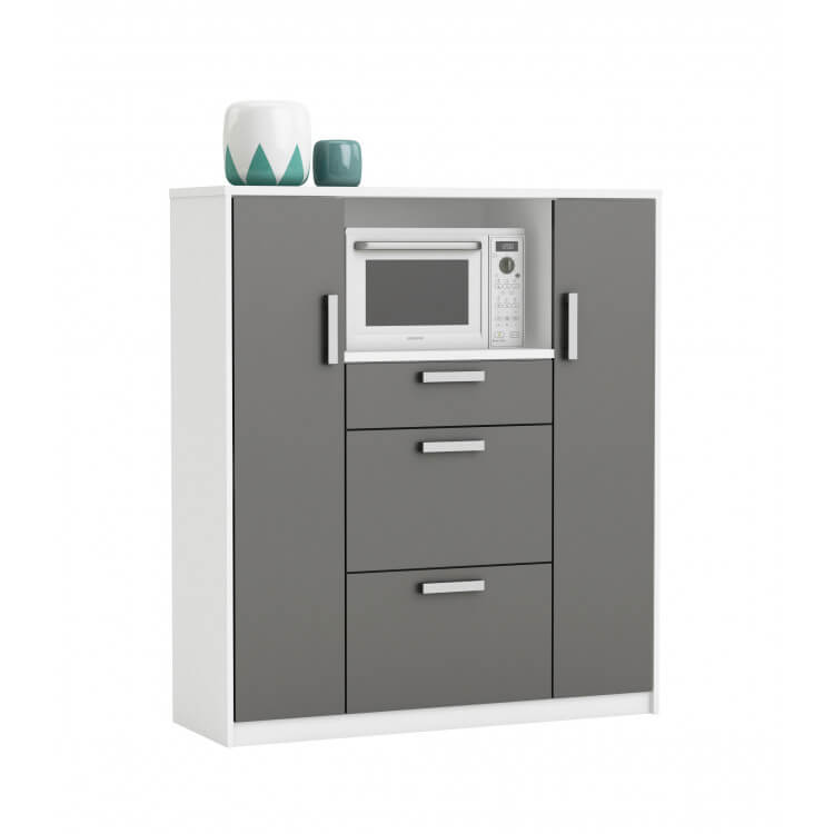 Meuble de cuisine avec desserte gris//turquoise