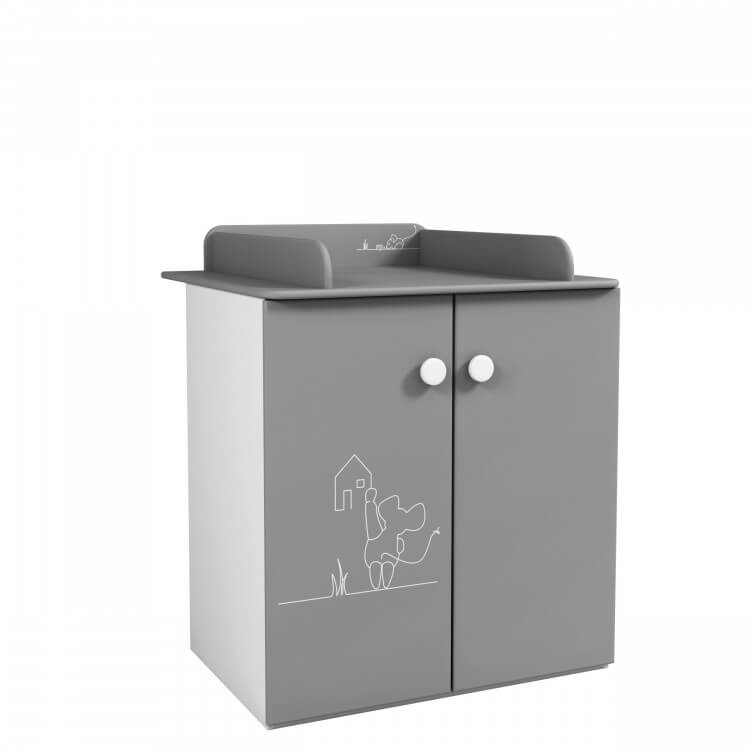 Commode à langer contemporaine coloris blanc/gris Girouette