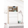 Lit-armoire enfant contemporain coloris chêne brossé/blanc Aragon