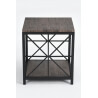 Table d'appoint design métal & bois coloris chêne foncé/noir Suzon