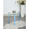 Table d'appoint design métal & verre coloris bleu Artemis II