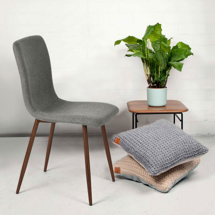 Chaise de salle à manger design en tissu gris (lot de 4) Scarlette