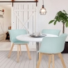Chaise de salle à manger design bois et PVC bleu (lot de 4) Ameline