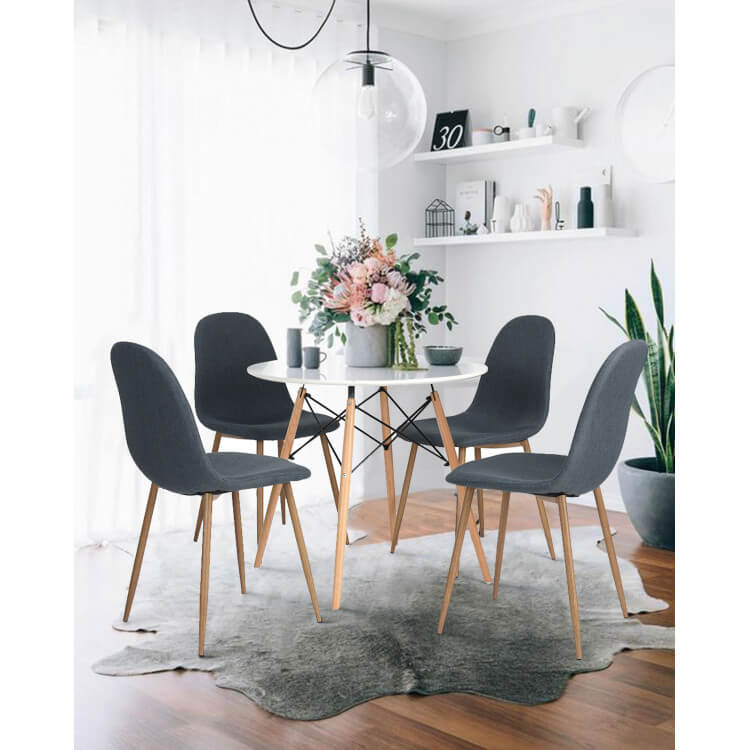 Table de cuisine design ronde coloris chêne/blanc Chelsie